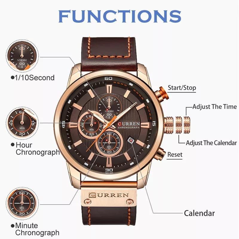 GENTS CURREN 8355 CHRONOGRAPH DATE DISPLAY WATER RESISTANT STAINLESS STEEL BLUE CURREN BRANDED BOX