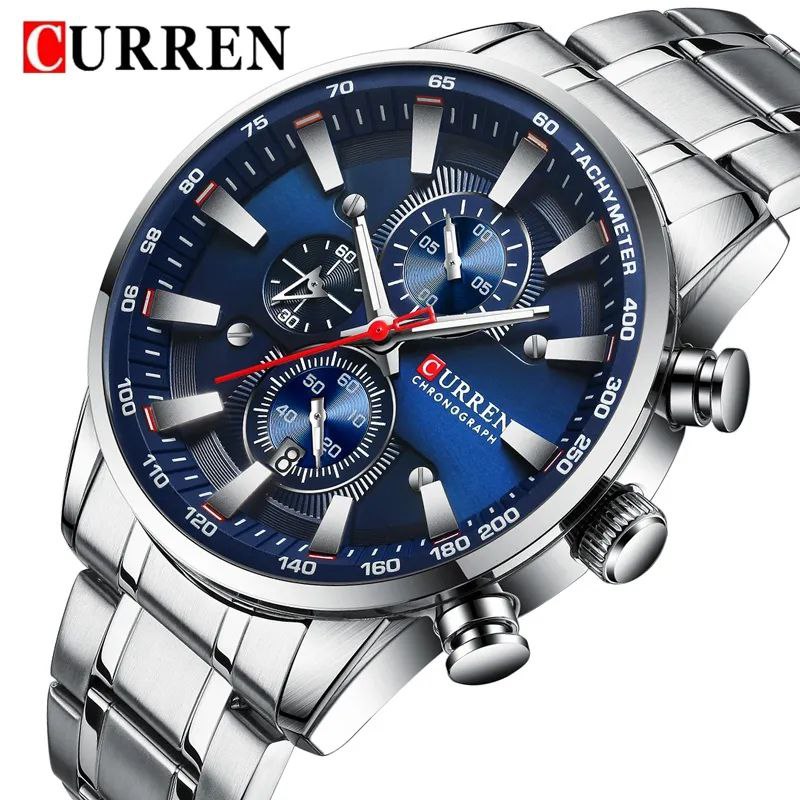 GENTS CURREN 8351 CHRONOGRAPH WATER RESISTANT STAINLESS STEEL DATE DISPLAY CURREN BRANDED BOX