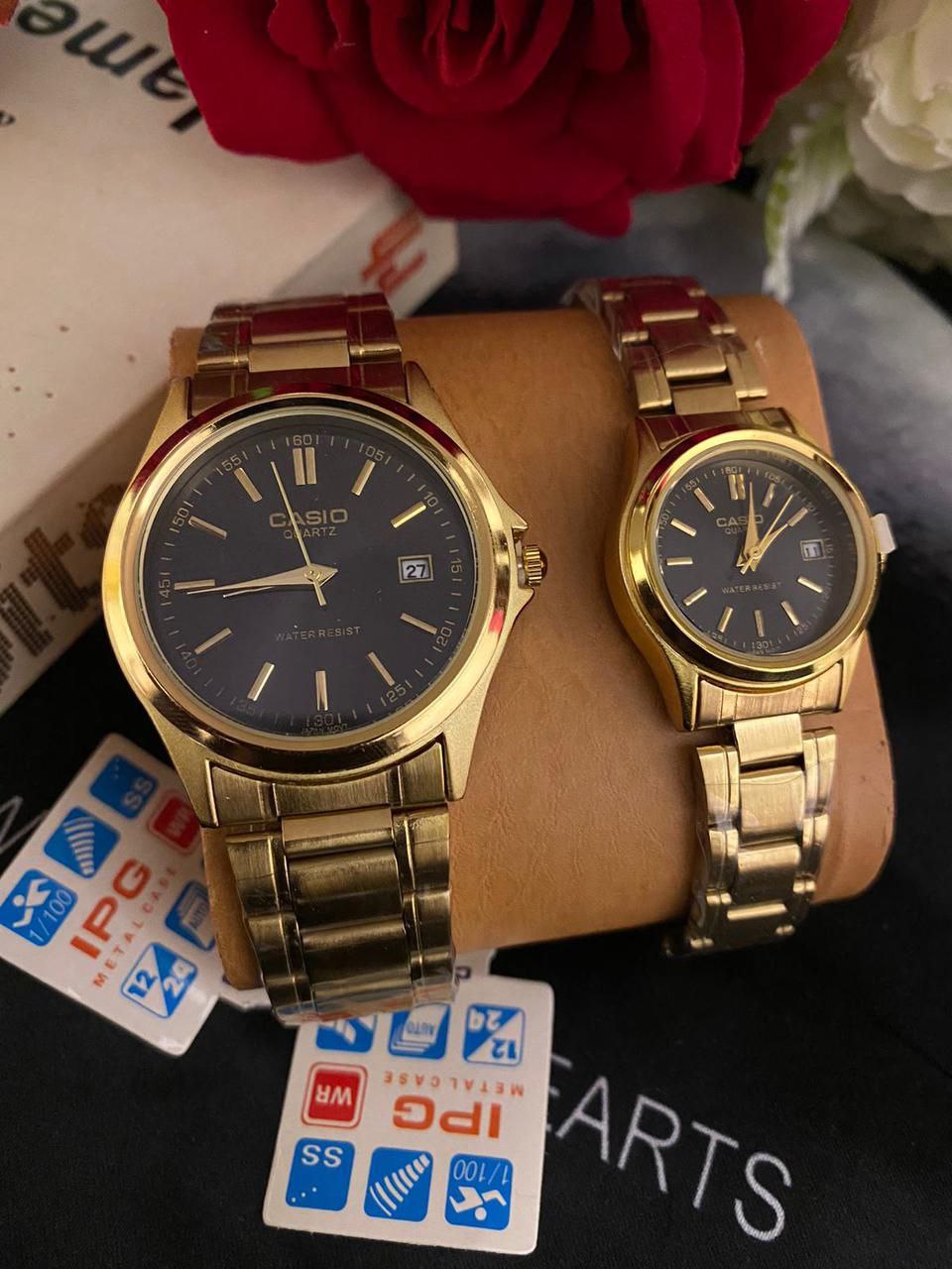 CASIO COUPLE WATER RESISTANT DATE DISPLAY /3000 A PAIR CASIO BRANDED BOX