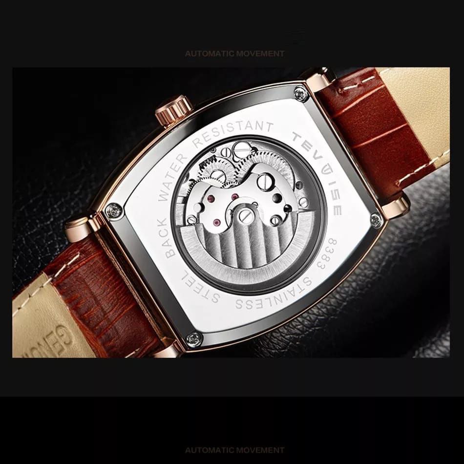 TEVISE AUTOMATIC GENTS WATCH TOURBILLON MACHINE MOON PHASE BROWN