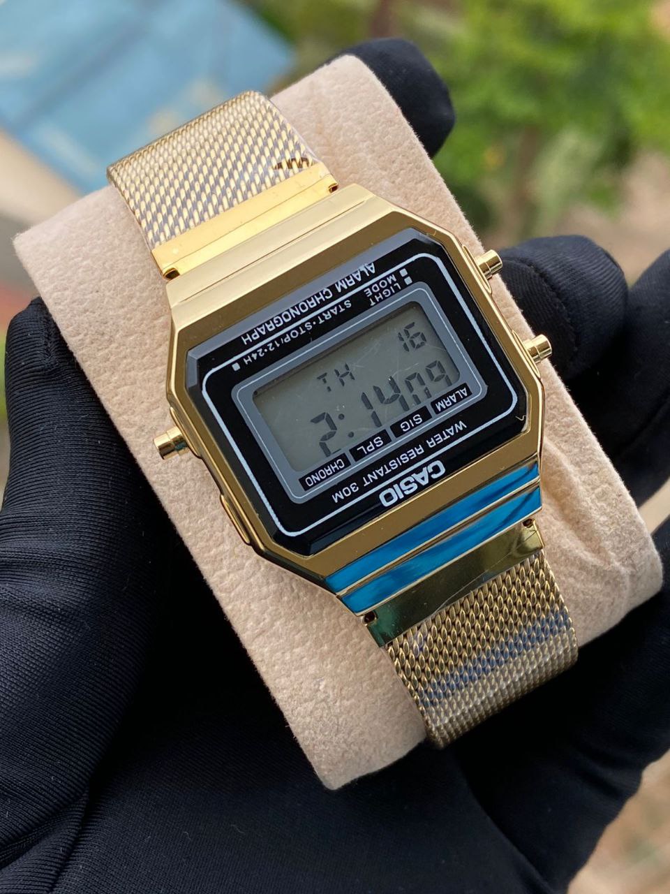 CASIO DIGITAL MESH STRAP UNISEX ADJUSTABLE MESH STRAP WATER RESISTANT CASIO BRANDED BOX