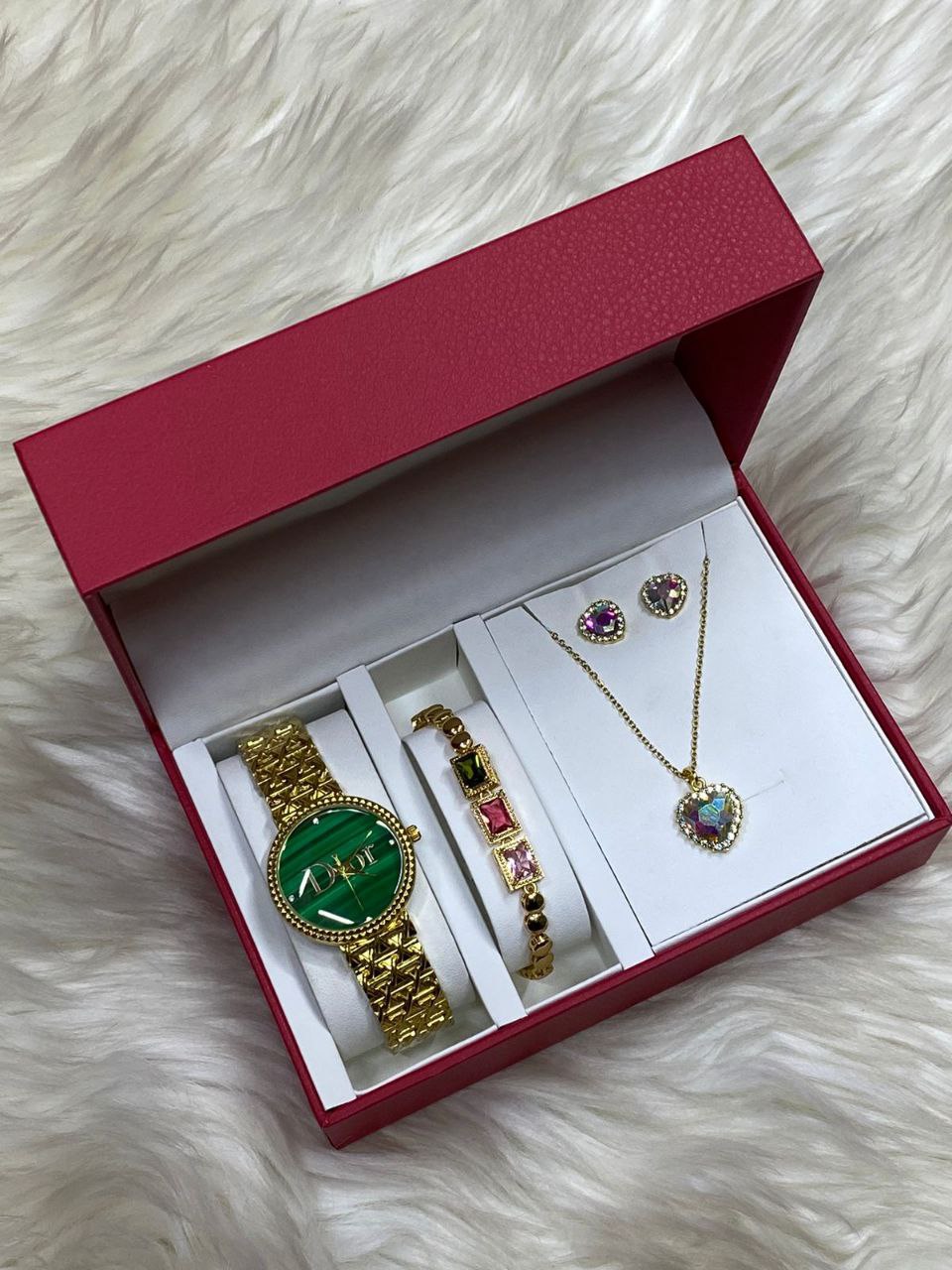 4 1 GIFT SET WATCH NECKLACE BRACELET EARRINGS GIFT BAGS