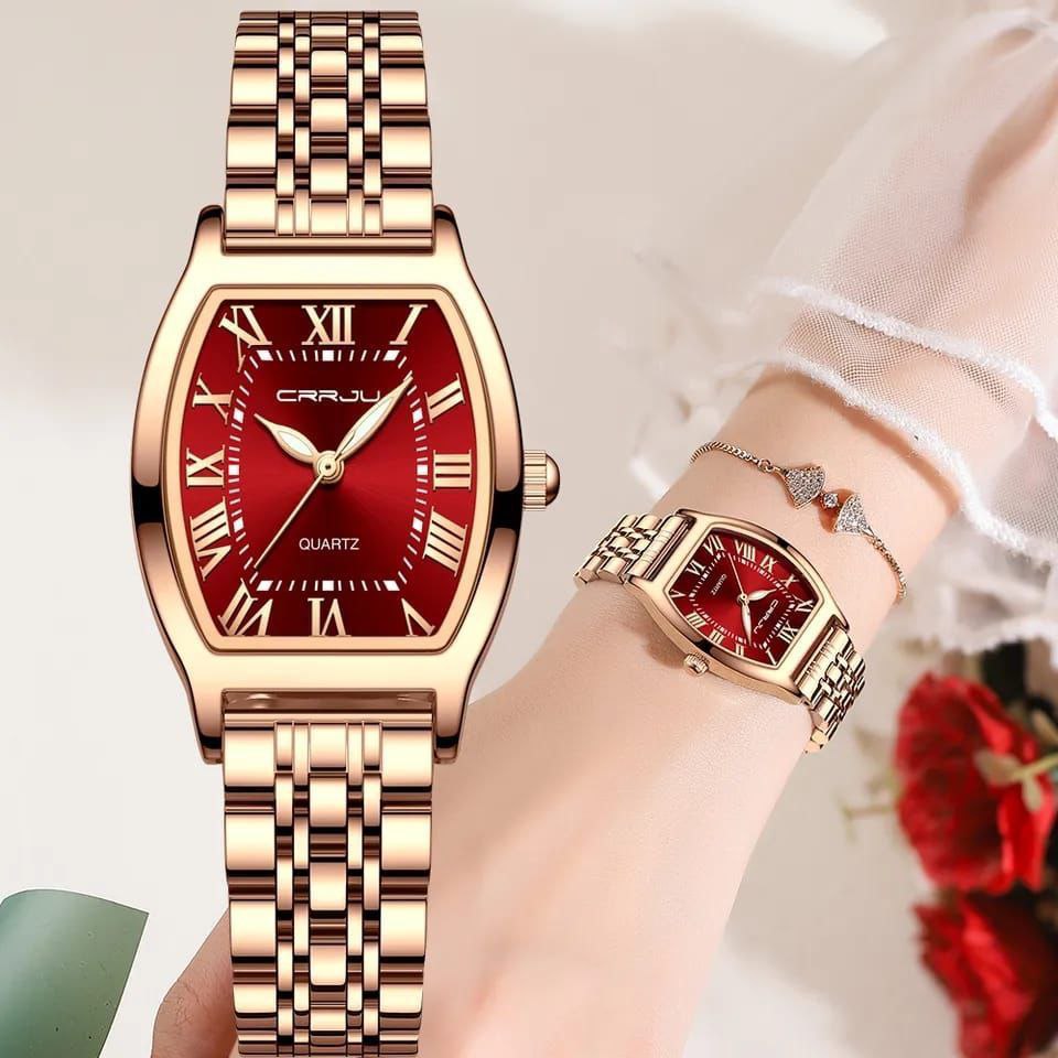 CRRJU LADIES 5013 WATER RESISTANT STAINLESS STEEL BATTERY POWERED CRRJU BRANDED BOX