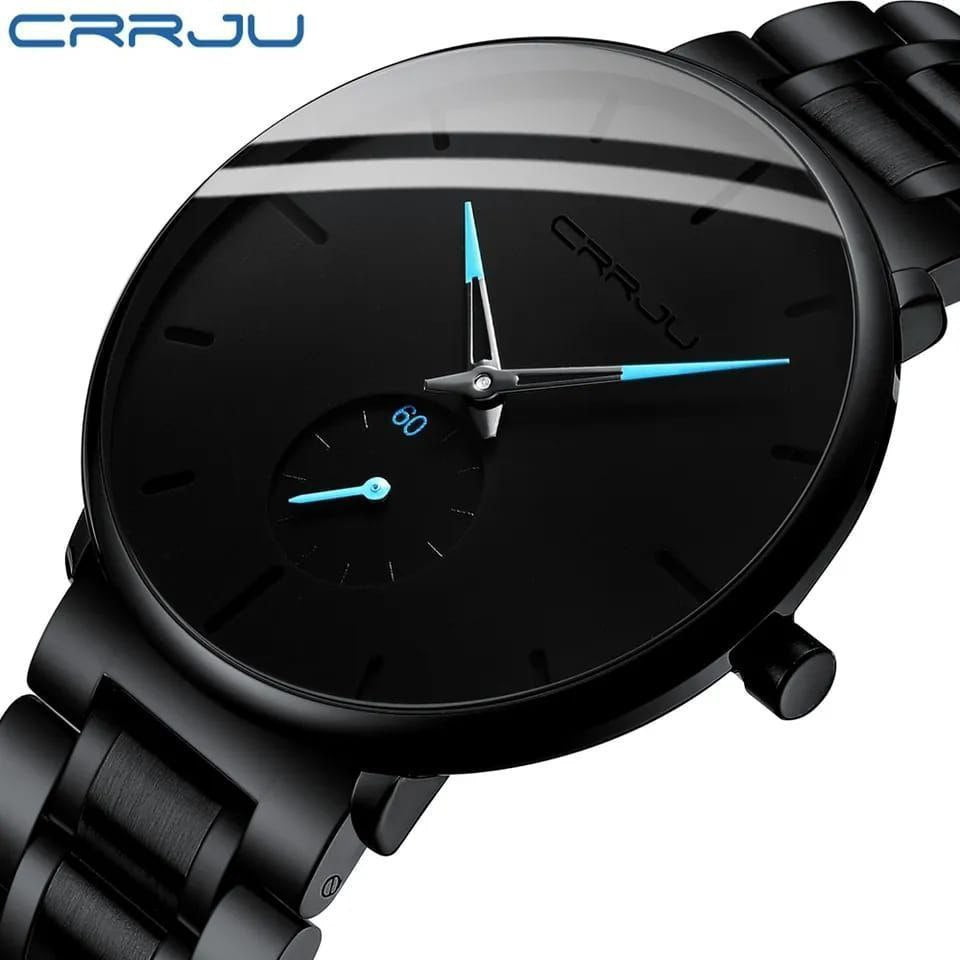 CRRJU GENTS WATCH WATER RESISTANT STAINLESS STEEL BATTERY POWERED CRRJU BRANDED BOX