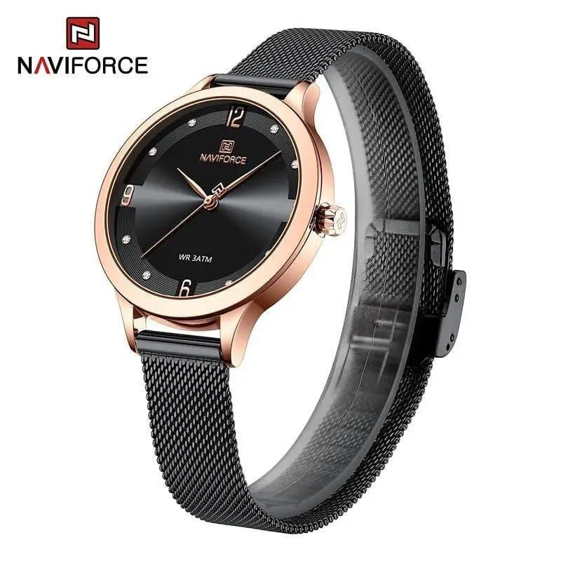 NAVIFORCE LADIES #NF5023 ADJUSTABLE MESH STRAP BLACK SILVER BLUE NAVIFORCE BRANDED BOX