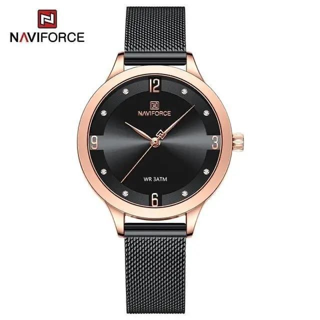 NAVIFORCE LADIES #NF5023 ADJUSTABLE MESH STRAP BLACK SILVER BLUE NAVIFORCE BRANDED BOX