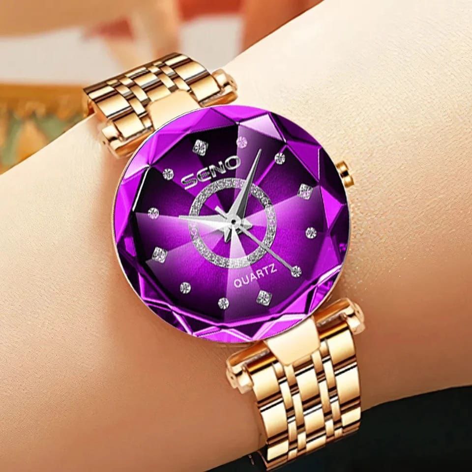 BRAND ALERT SENO LADIES WATCH STAINLESS STEEL WATER RESISTANT ROSE-BLUE ROSE-PURPLE