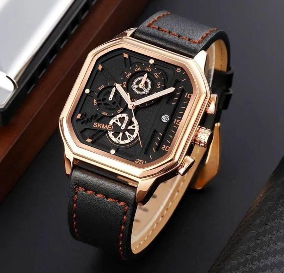 SKMEI GENTS WATCH 1963 CHRONOGRAPH MOVEMENT DATE DISPLAY BATTERY POWERED WATER RESISTANT BLACK BLACK SILVER BLACK GOLD