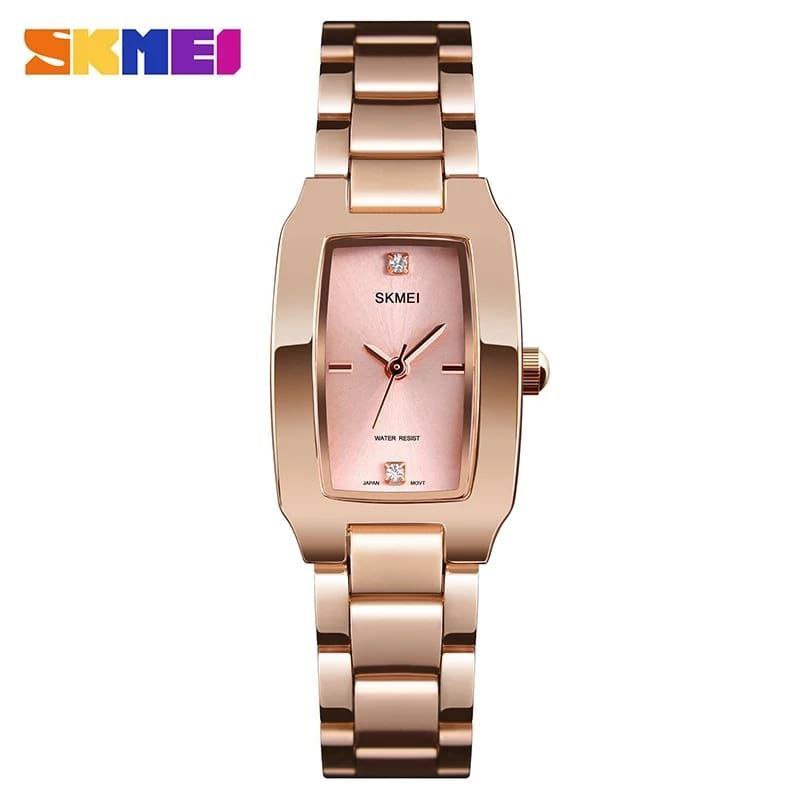 SKMEI LADIES WATCH WATER RESISTANT STAINLESS STEEL BATTERY POWERED BLACK ROSE-GOLD