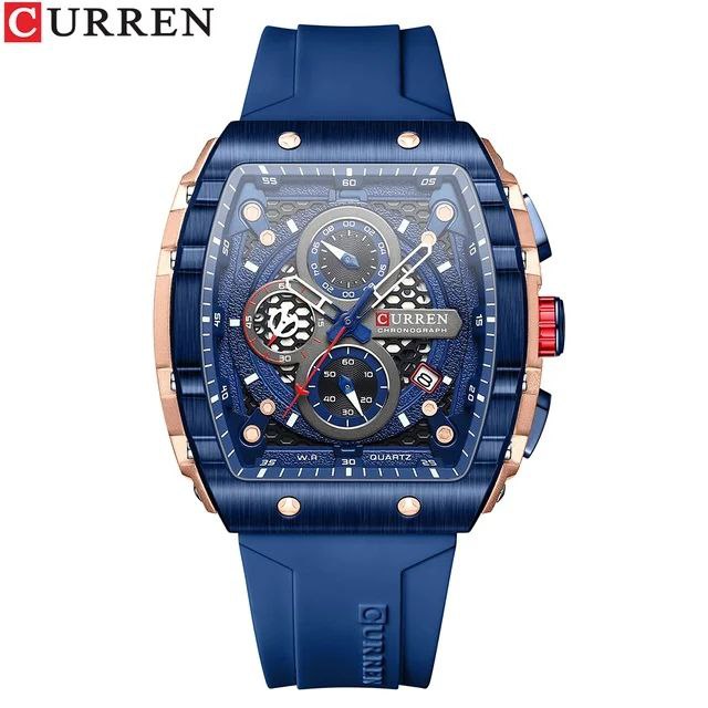 CURREN CHRONOGRAPH GENTS WATCH RUBBER STRAP CHRONOGRAPH MOVEMENT DATE DISPLAY BATTERY POWERED CURREN BRANDED BOX ENQUIRIES