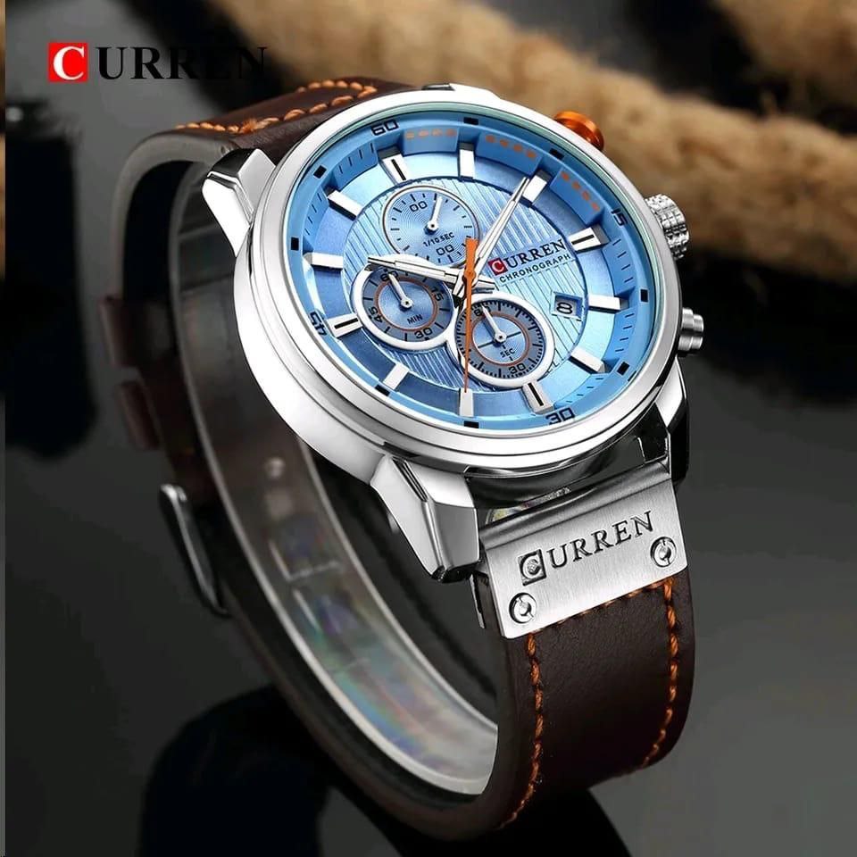 CURREN CHRONOGRAPH GENTS #8291 WATCH CHRONOGRAPH MOVEMENT DATE DISPLAY BATTERY POWERED CURREN BRANDED BOX ENQUIRIES