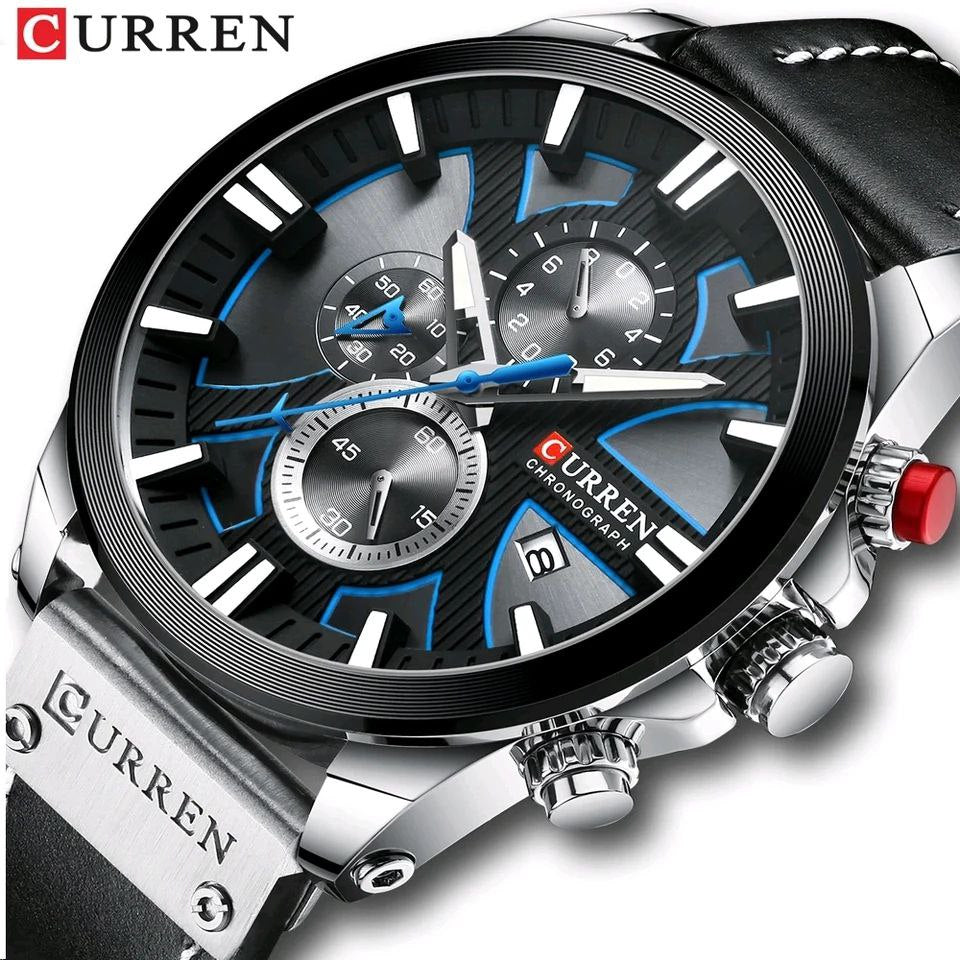 CURREN GENTS #8346 WATER RESISTANT BATTERY POWERED DATE DISPLAY CHRONOGRAPH MOVEMENT CURREN BRANDED BOX ENQUIRIES