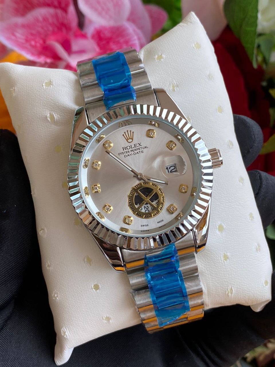 ROLEX MEN WATCH BATTERY POWERED WATER RESISTANT DATE DISPLAY STAINLESS STEEL ROLEX BRANDED BOX