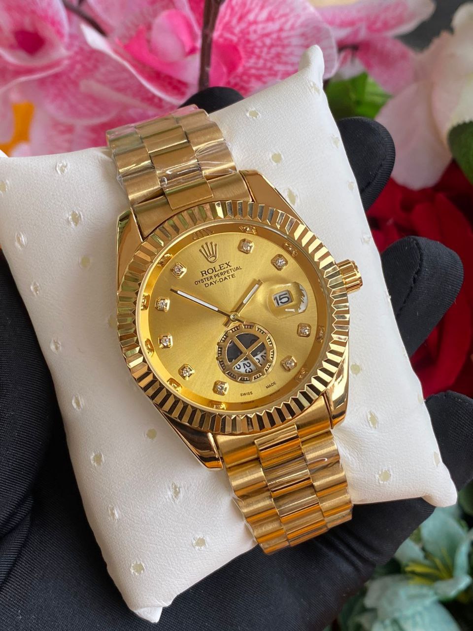 ROLEX MEN WATCH BATTERY POWERED WATER RESISTANT DATE DISPLAY STAINLESS STEEL ROLEX BRANDED BOX