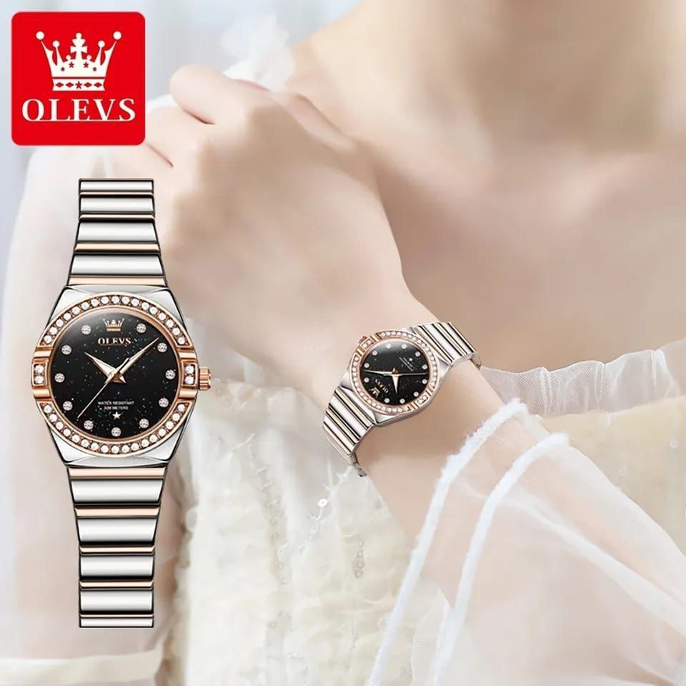 OLEVS LADIES WATCH STAINLESS STEEL BATTERY POWERED ICED OUT DESIGN OLEVS BRANDED BOX GIFT BAG ENQUIRIES