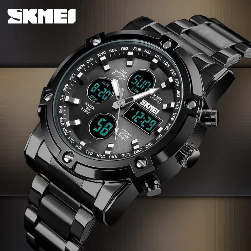 ## SKMEI GENTS WATCH 1389 ANALOGUE&DIGITAL DISPLAY BATTERY POWERED WATER RESISTANT BLACK