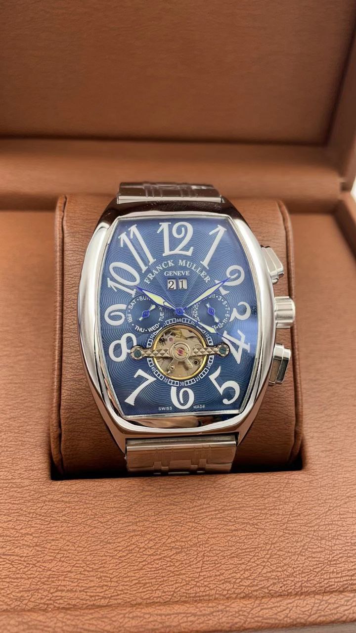 BRAND ALERT FRANK MULLER AUTOMATIC WATCH AUTOMATIC MOVEMENT DAY,DATE DISPLAY TOURBILLON MACHINE METALLIC STRAP WATER RESISTANT