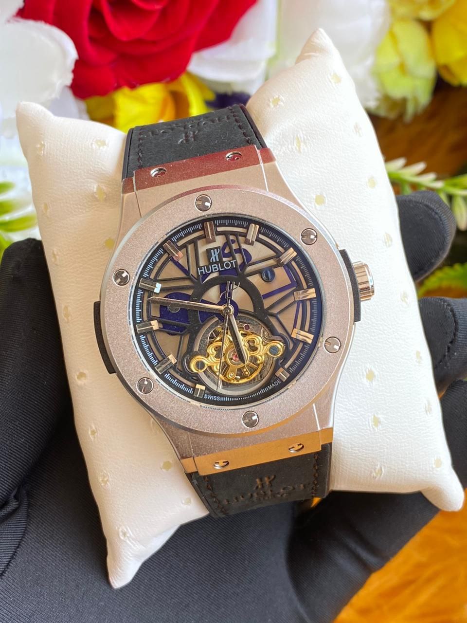 HUBLOT AUTOMATIC GENTS WATCH TOURBILLON MACHINE WATER RESISTANT HUBLOT BRANDED BOX