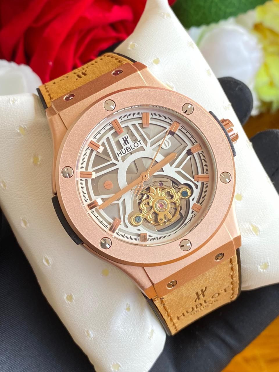 HUBLOT AUTOMATIC GENTS WATCH TOURBILLON MACHINE WATER RESISTANT HUBLOT BRANDED BOX