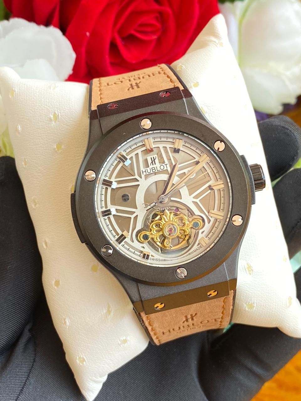 HUBLOT AUTOMATIC GENTS WATCH TOURBILLON MACHINE WATER RESISTANT HUBLOT BRANDED BOX