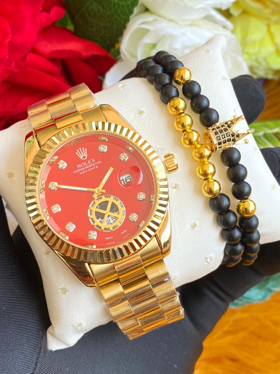 ROLEX X BRACELET BATTERY POWERED WATER RESISTANT DAY&DATE DISPLAY STAINLESS STEEL ROLEX BRANDED BOX