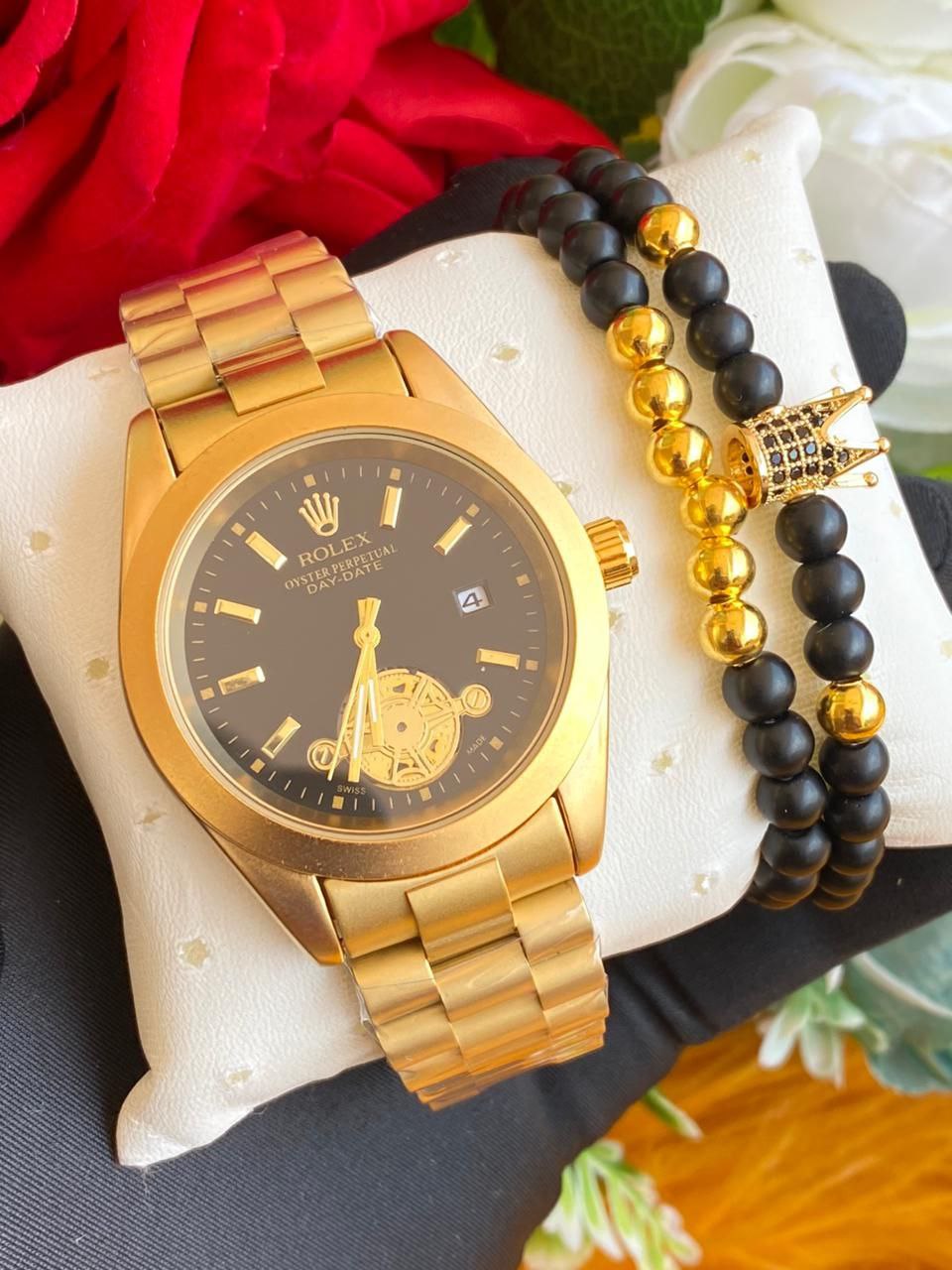 ROLEX X BRACELET BATTERY POWERED WATER RESISTANT DAY&DATE DISPLAY STAINLESS STEEL ROLEX BRANDED BOX