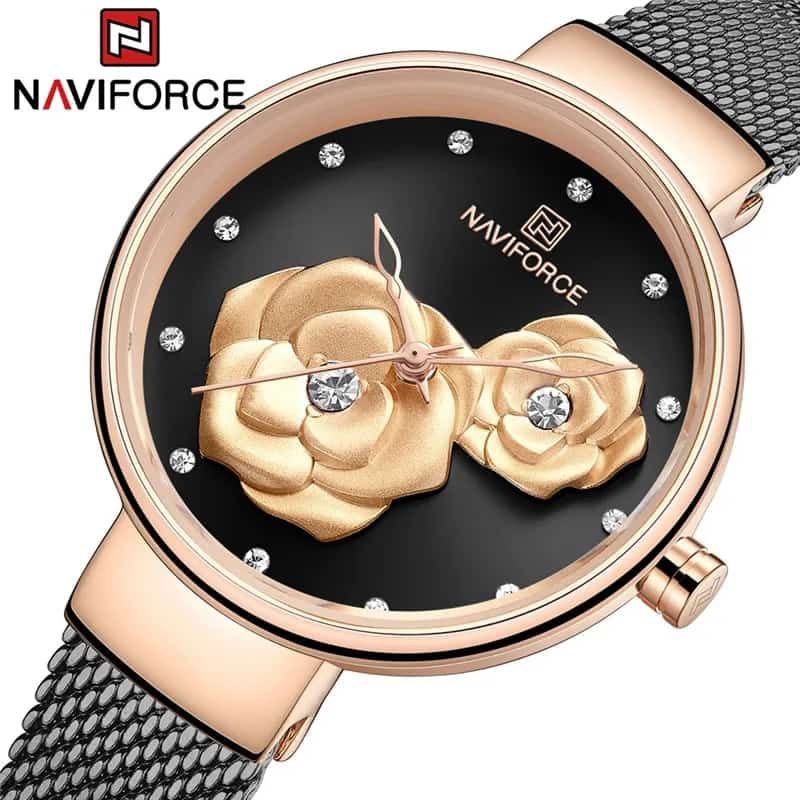 #NAVIFORCE LADIES #NF5013 ADJUSTABLE MESH STRAP WATER RESISTANT SILVER ROSE-BLUE ROSE-GREEN ENQUIRIES