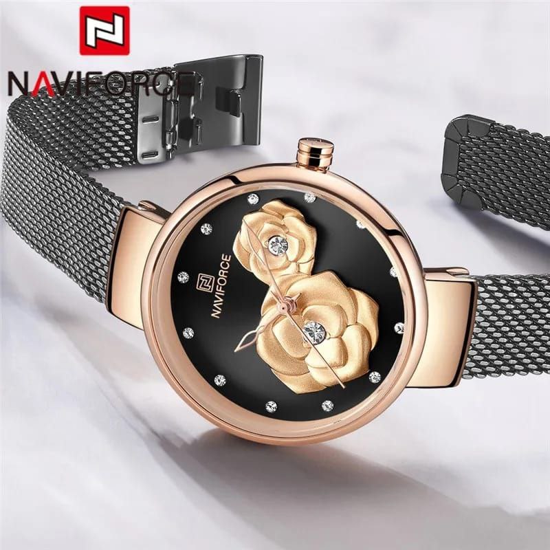 #NAVIFORCE LADIES #NF5013 ADJUSTABLE MESH STRAP WATER RESISTANT SILVER ROSE-BLUE ROSE-GREEN ENQUIRIES