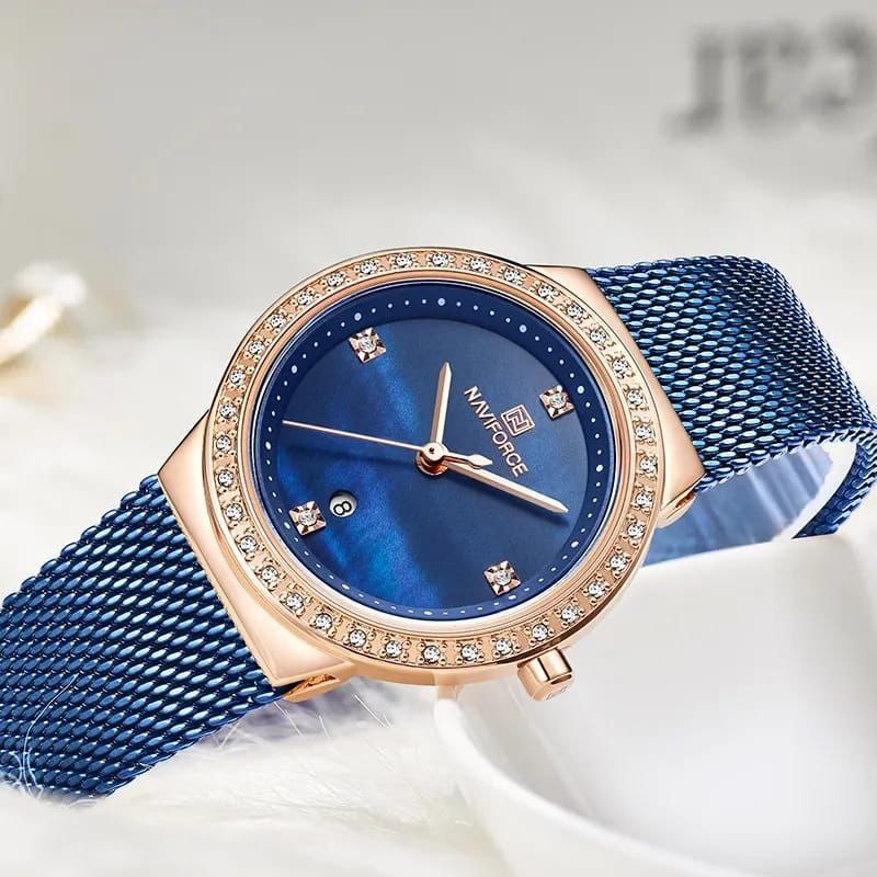 #NAVIFORCE LADIES #NF 5005 DATE DISPLAY WATER RESISTANT ADJUSTABLE MESH STRAP SILVER BLUE ROSE GOLD ENQUIRIES