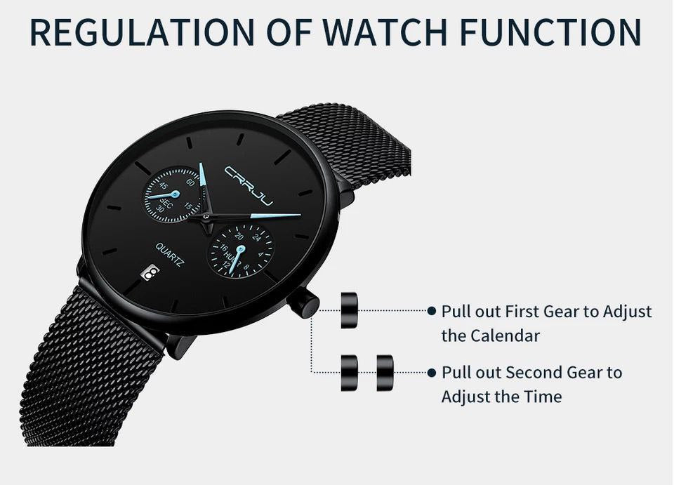 CRRJU CHRONOGRAPH STAINLESS STEEL WATER RESISTANT