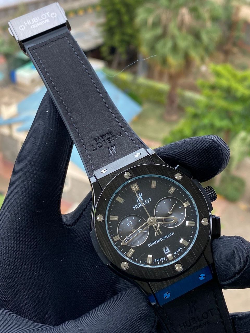 #HUBLOT CHRONOGRAPH BATTERY POWERED CHRONOGRAPH MOVEMENT DATE DISPLAY HUBLOT BRANDED BOX