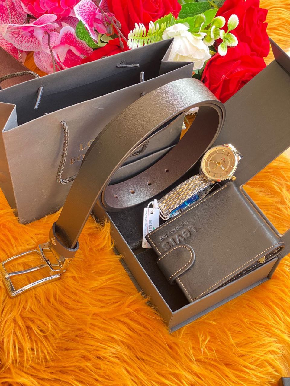 ⌚MEN GIFT PACKAGES⌚ WATCH WALLET DOUBLE SIDED BELT BAG&BOX KINDLY NOTE THIS PACKAGE CAN BE COMBINED WITH ANY ROLEX,POEDAGAR,SWISH,CASIO,FNGEEN, MEN WATCHES & ANY WALLET BRAND ANY DOUBLE SIDED BELT