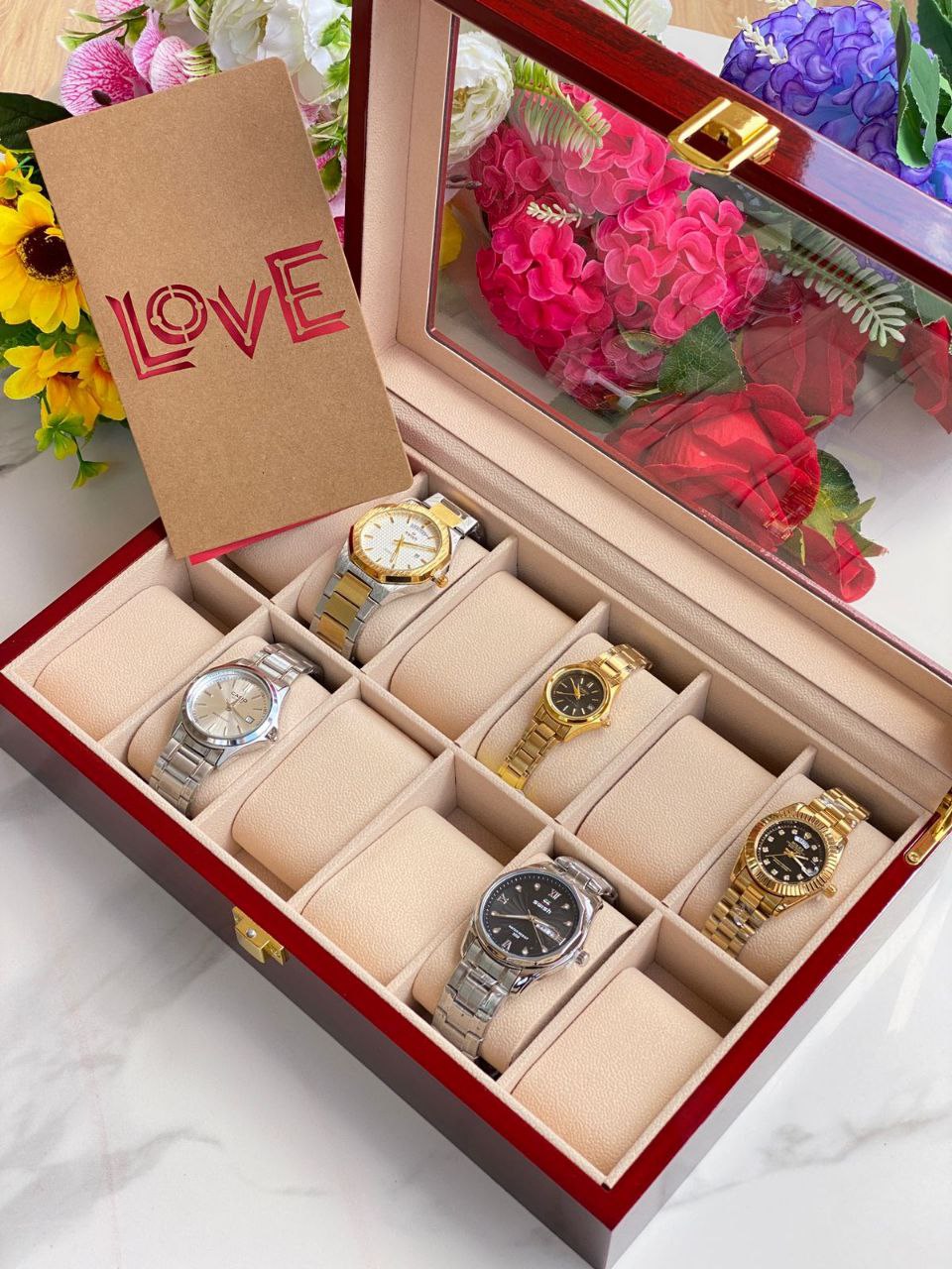 WATCH ORGANIZER GIFT PACK 12 SLOTS HIGH QUALITY WOODEN ORGANIZER GIFT CARD