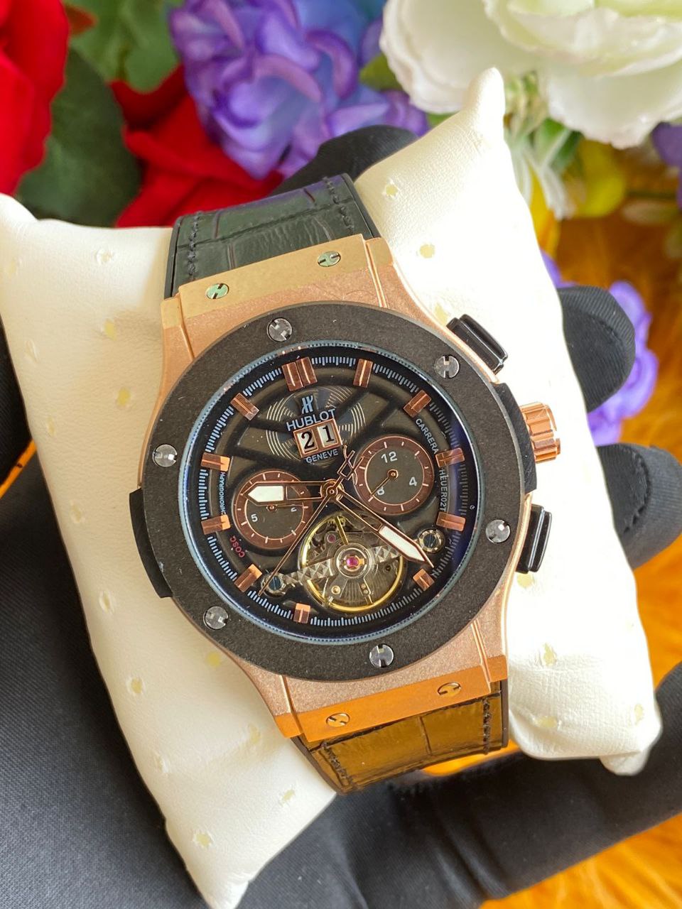 #HUBLOT AUTOMATIC GENTS WATCH TOURBILLON MACHINE WATER RESISTANT HUBLOT BRANDED BOX