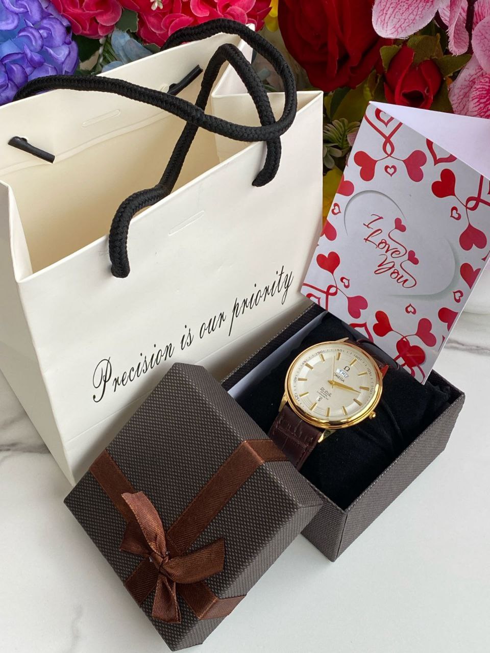 MEN GIFT PACK LEATHER DAY AND DATE WATCH BOX BAG CARD NB: THIS PACK CAN BE COMBINED WITH ANY LEATHER DATE BRAND,BOX COLOR