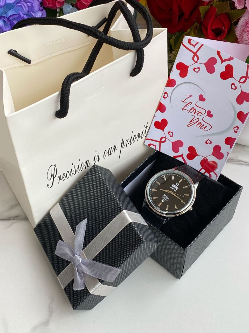 MEN GIFT PACK LEATHER DAY AND DATE WATCH BOX BAG CARD NB: THIS PACK CAN BE COMBINED WITH ANY LEATHER DATE BRAND,BOX COLOR