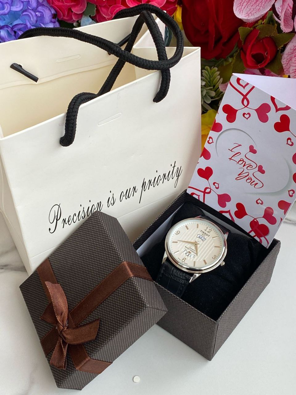 MEN GIFT PACK LEATHER DAY AND DATE WATCH BOX BAG CARD NB: THIS PACK CAN BE COMBINED WITH ANY LEATHER DATE BRAND,BOX COLOR