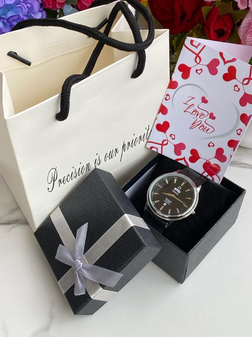 MEN GIFT PACK LEATHER DAY AND DATE WATCH BOX BAG CARD NB: THIS PACK CAN BE COMBINED WITH ANY LEATHER DATE BRAND,BOX COLOR