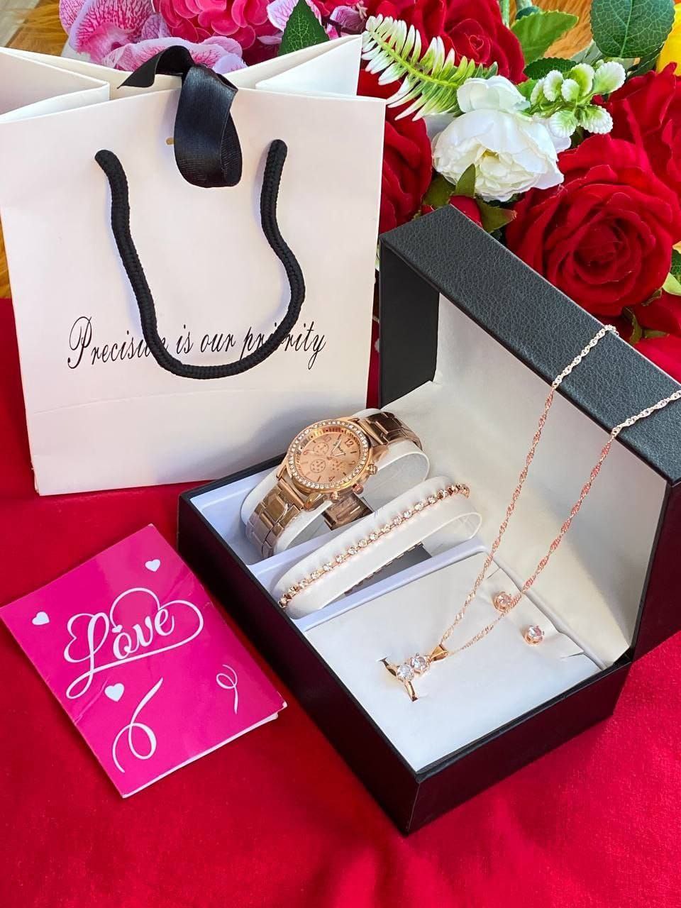 5 1 GIFT SETS WITH GIFT BAG&CARD DOZEN PURCHASE AND ABOVE 2,300( SET ONLY) WATCH,NECKLACE,EARRINGS,BRACELET,RING. ENQUIRIES