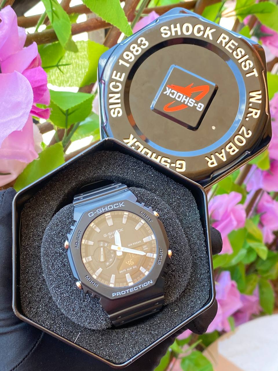 G SHOCK CASIO X CASIO TIN WATER RESIST SHOCK RESIST FUNCTIONAL CHRONOGRAPHS RUBBER STARP LIGHT BUTTON BATTERY POWERED