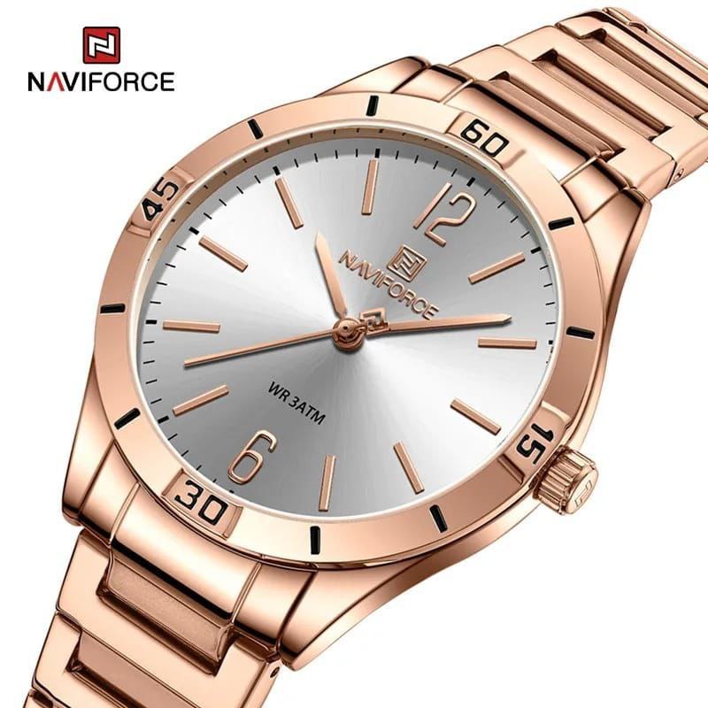#NAVIFORCE LADIES #NF5029 WATER RESISTANT STAINLESS STEEL ROSE-GOLD YELLOW-GOLD SILVER-BLACK SILVER-CYAN ENQUIRIES