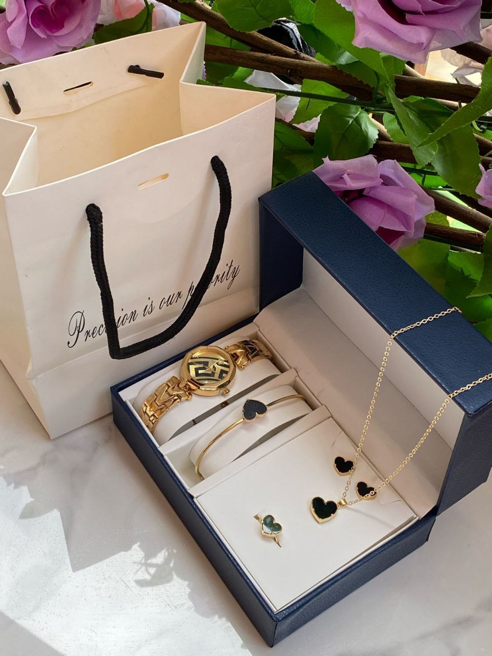 5 1 GIFT SETS WATCH NECKLACE EARRINGS BRACELET RING GIFT BAG