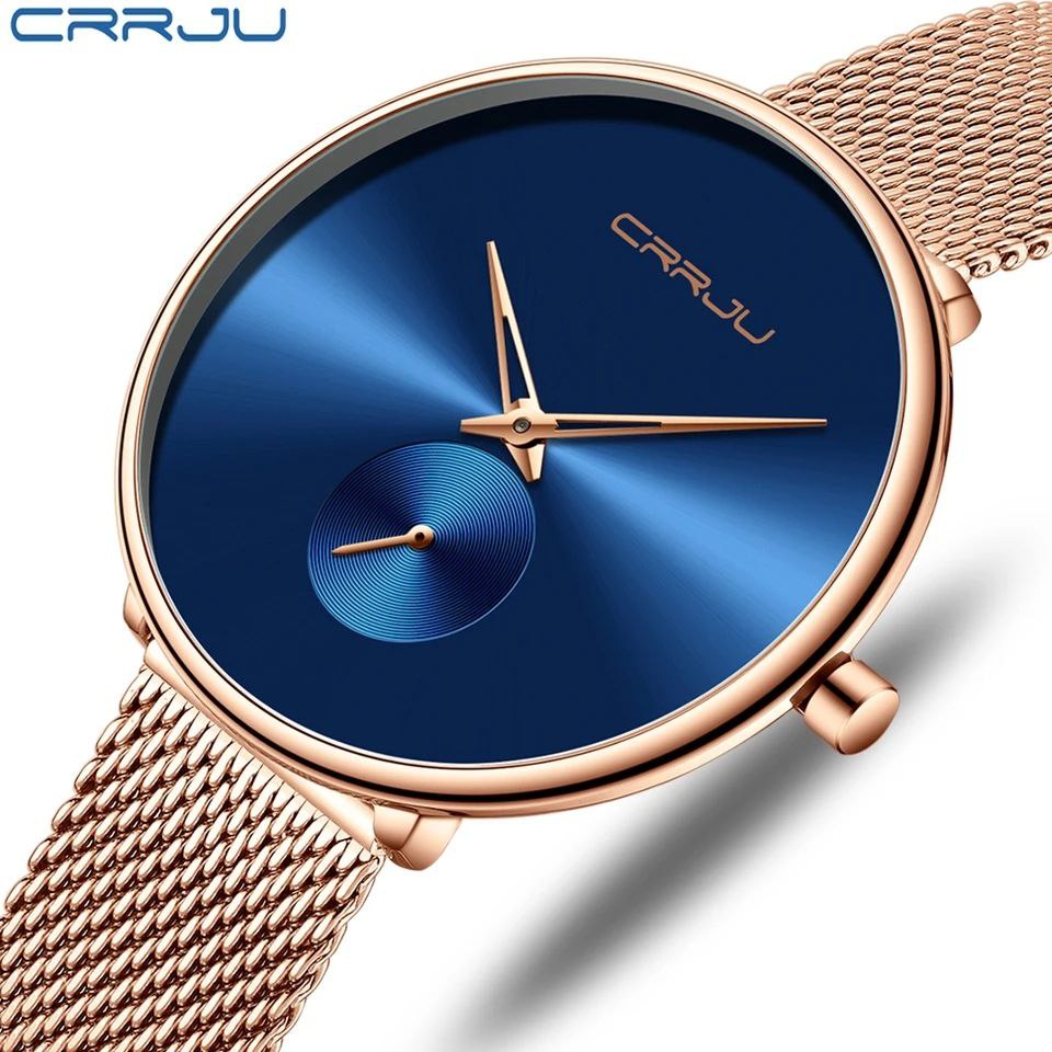 CRRJU LADIES WATCH ADJUSTABLE MESH STRAP WATER RESISTANT BATTERY POWERED CRRJU BRANDED BOX