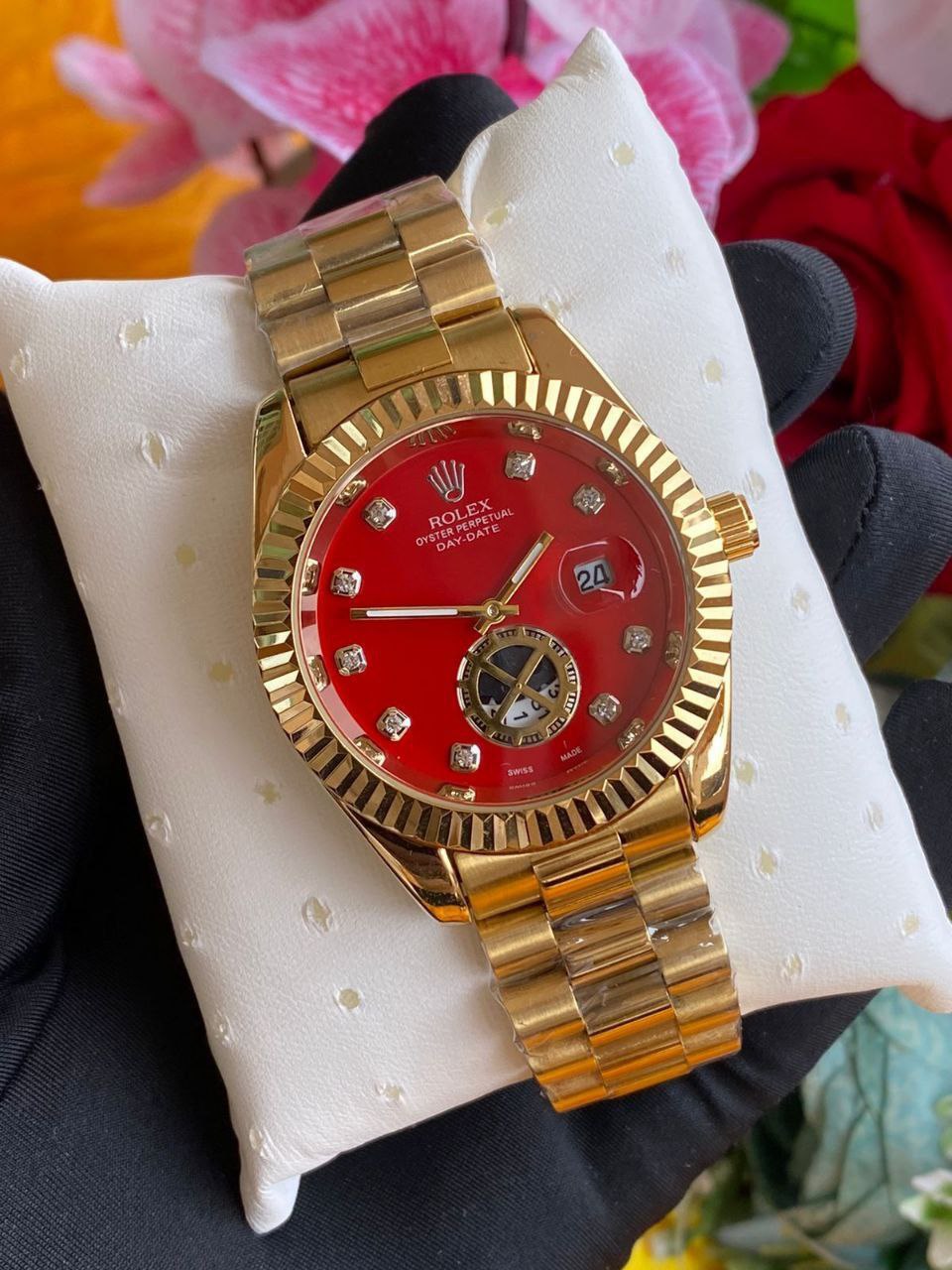 ROLEX MEN WATCH BATTERY POWERED WATER RESISTANT DATE DISPLAY STAINLESS STEEL ROLEX BRANDED BOX