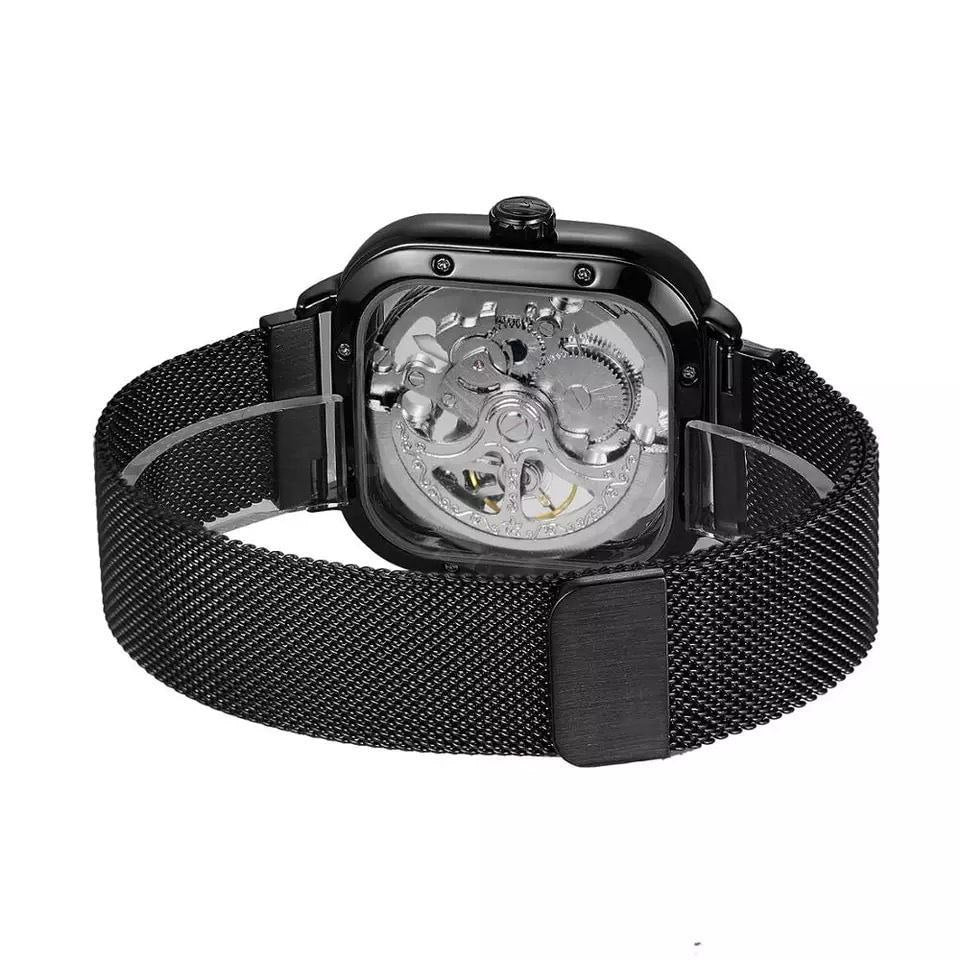 FORSINING AUTOMATIC SKELETON WATCH GOLD BLACK SILVER MESH STRAP WATER RESISTANT STAINLESS STEEL AUTOMATIC MOVEMENT COMES A GIFT BOX