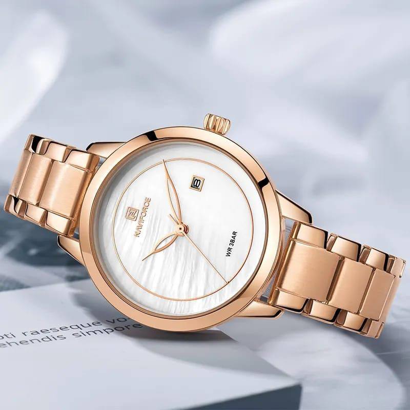 NAVIFORCE LADIES #NF5008 DATE DISPLAY WATER RESISTANT STAINLESS STEEL BLUE ROSE-GOLD YELLOW-GOLD SILVER ENQUIRIES