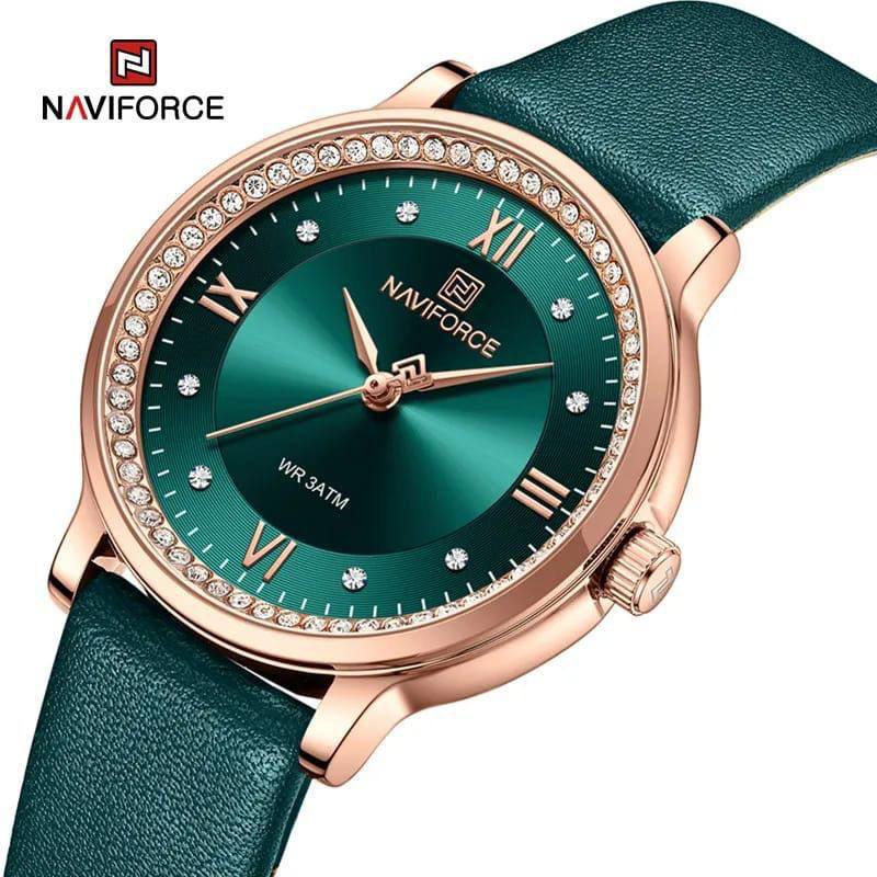 #NAVIFORCE LADIES #NF 5036 TEXTURED LEATHER STRAP WATER RESISTANT 30 ATM BLUE BLACK GREEN ENQUIRIES
