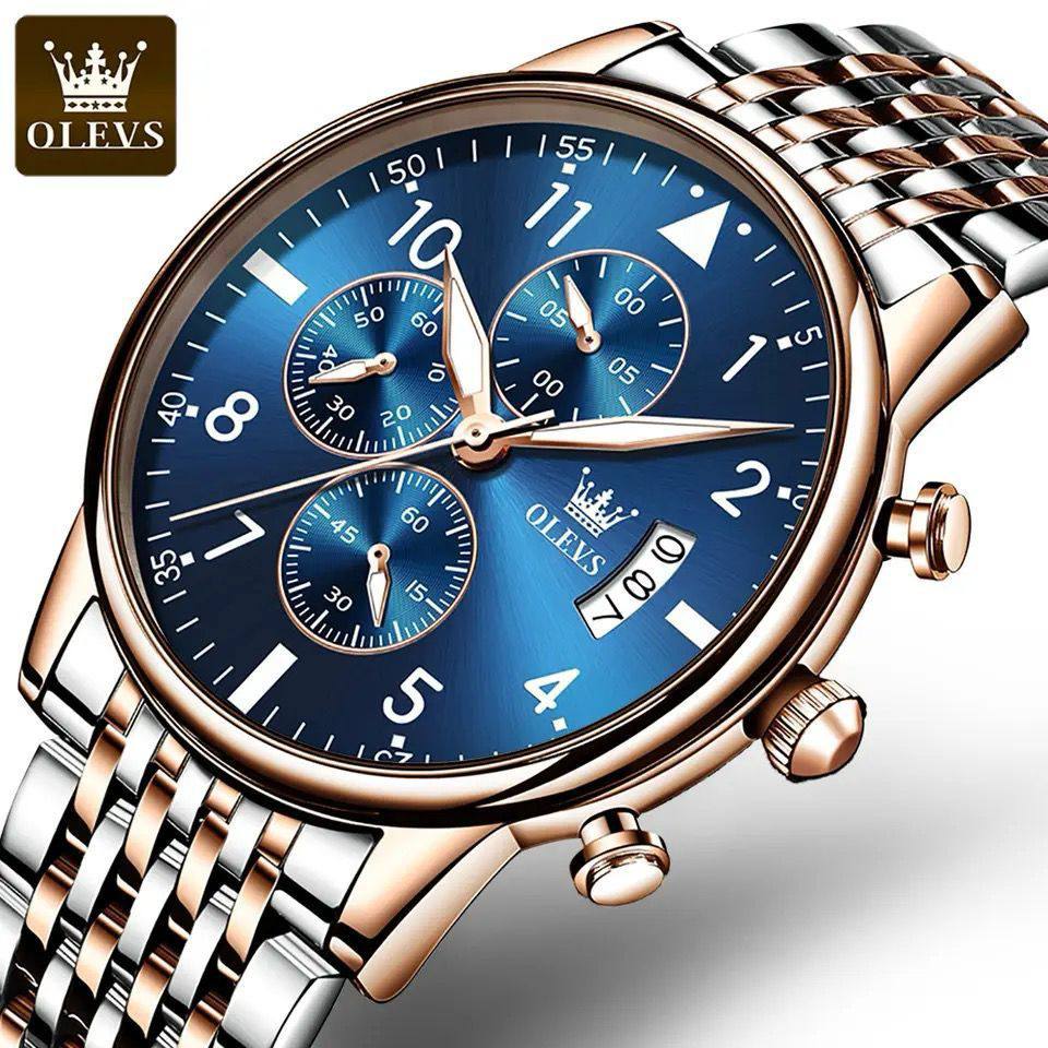 POEDAGAR MEN WATCH CHRONOGRAPH FUNCTIONAL MOONPHASE STAINLESS STEEL FINISH DATE DISPLAY SPACE DESIGN INSPIRED