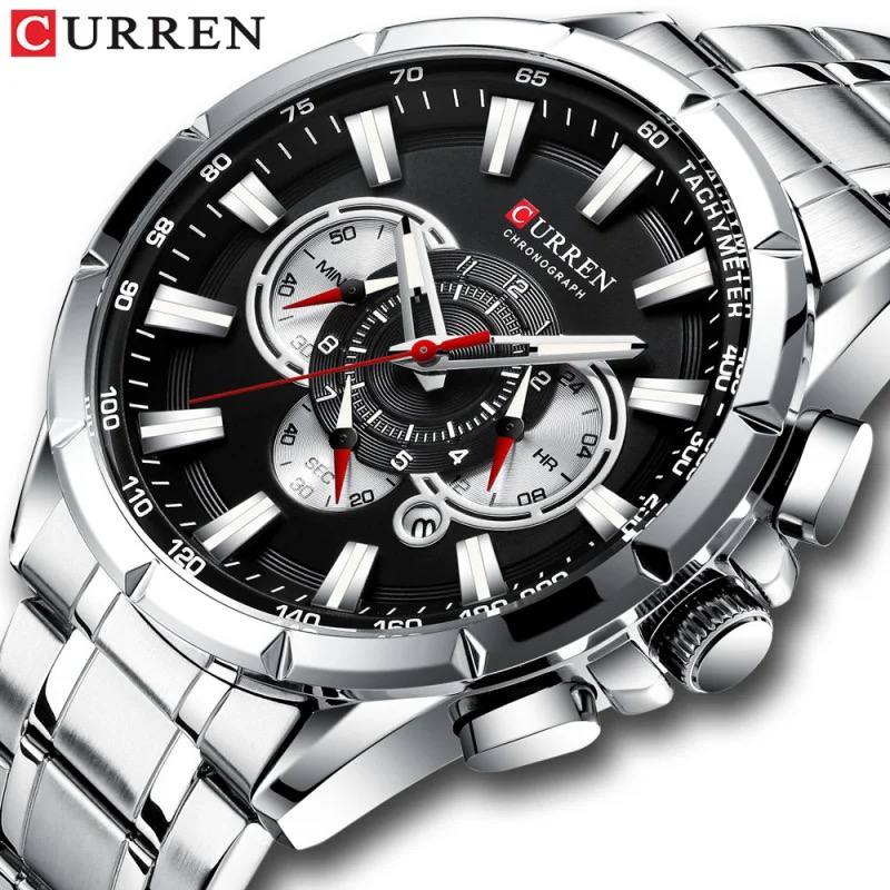 CURREN GENTS #8363 WATER RESISTANT BATTERY POWERED DATE DISPLAY CHRONOGRAPH MOVEMENT LUMINOUS 3 COLOR OPTIONS CURREN BRANDED BOX ENQUIRIES