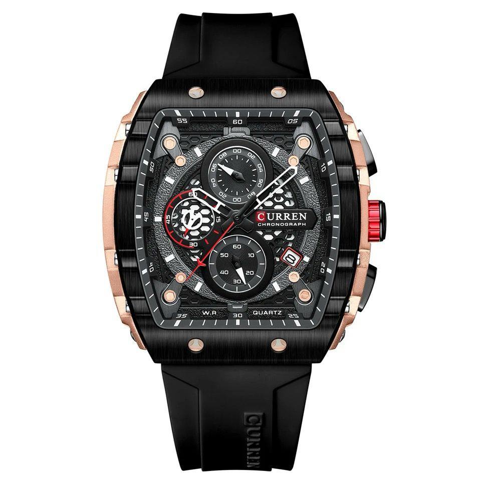 CURREN CHRONOGRAPH GENTS WATCH #8442 RUBBER STRAP CHRONOGRAPH MOVEMENT DATE DISPLAY BATTERY POWERED 4 COLOUR OPTIONS CURREN BRANDED BOX @ ENQUIRIES